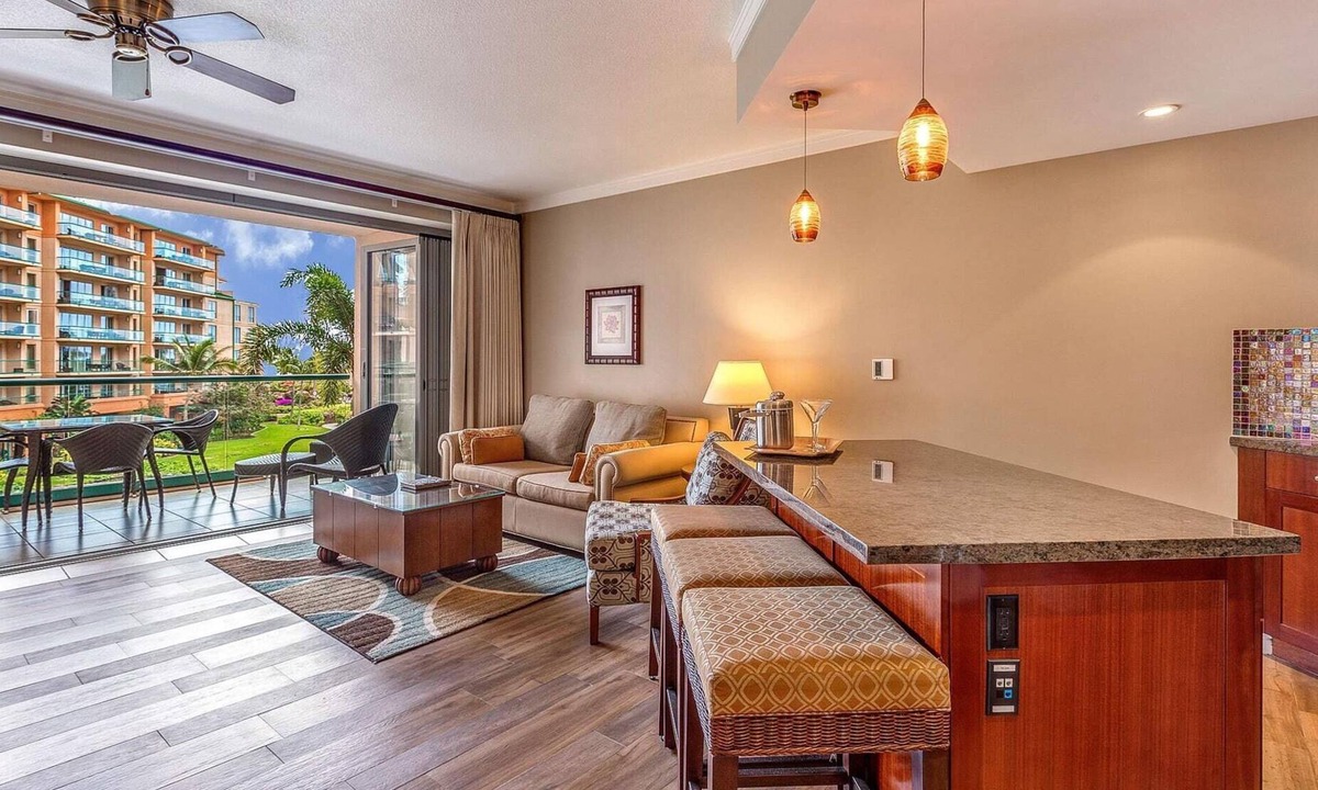 Honokowai Condo | Maui Resort Rentals: Honua Kai Konea 331 - Large Upgraded Studio w/Lush Courtyard and Peek-a-boo Ocean Views