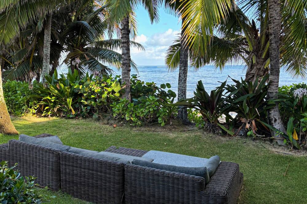 Waialua House | Oceanfront home w/ detached studio, lanai, hot tub, beach access and WIFI