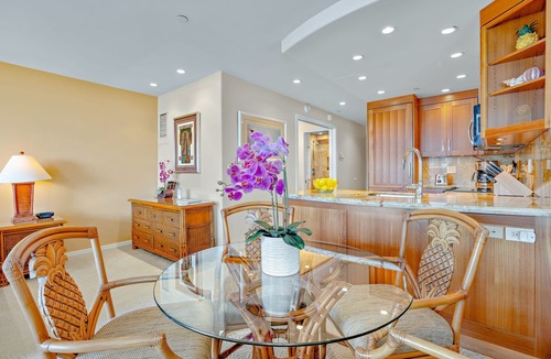 Kaanapali Condo | Maui Resort Rentals: The Whaler 1015 - Gorgeously Remodeled 10th Floor Interior Courtyard Studio, Spectacular Ocean and Mountain Views!
