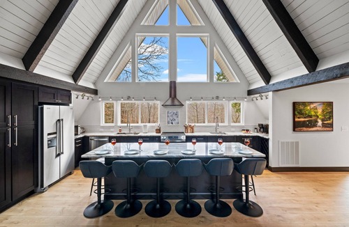 Mount Airy House | Private River Access A-Frame, Hot Tub, Fire Pit, Ping Pong, Fenced Yard, Playset