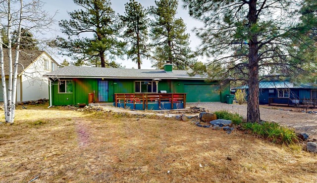 Dog-friendly rustic retreat with enclosed yard, grill, wood stove, games, & W/D