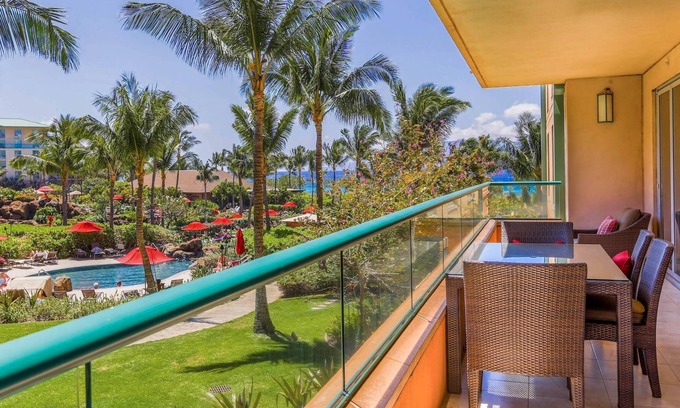 Honokowai Condo | Maui Resort Rentals: Honua Kai Konea 249, Spacious Interior Courtyard 3BR w/Partial Ocean Views