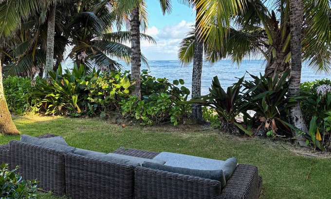 Waialua House | Oceanfront home w/ detached studio, lanai, hot tub, beach access and WIFI