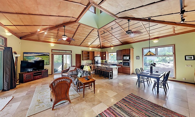 Keaau House | Spacious ocean-view getaway steps to coast with WiFi, patio
